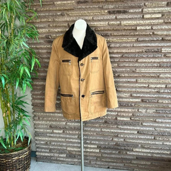 Silton California Men’s Vintage Faux Fur Lined Chore Barn Heavy Jacket - Picture 2 of 10